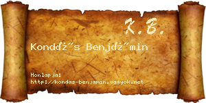 Kondás Benjámin névjegykártya